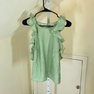 A New Day NWT Women's Green Ruffle Sleeveless Blouse Size M
